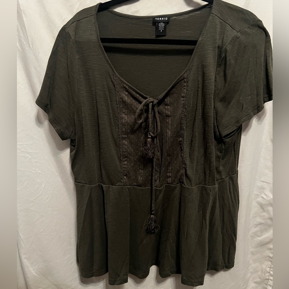Plus Size Crotchet Peplum Tee - TORRID